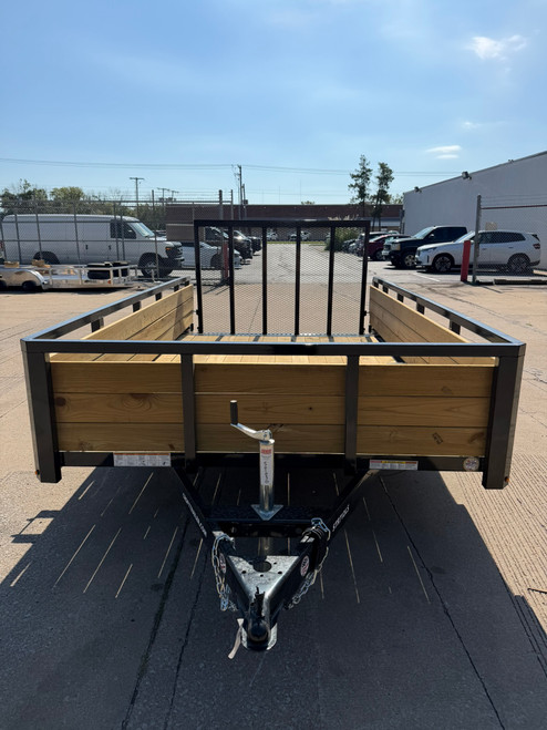 STR712LS --- 2027 Sure-Trac 7' x 12' Single Axle Landscape Trailer with 2' Wood Sides and Rear Gate - 2,990 GVWR #ST1030