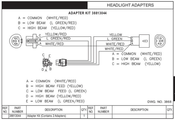 Hn Hiniker Headlight Adapter Kit Hn Hiniker Headlight Adapter Kit