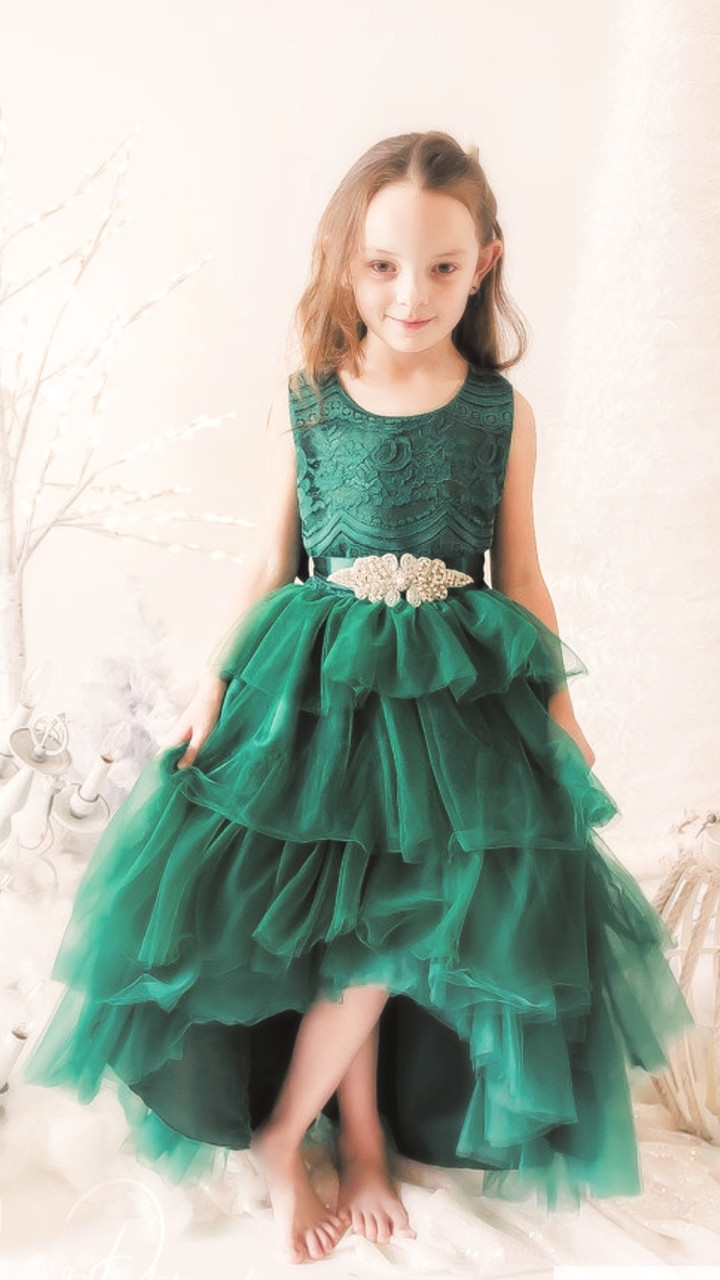 Emerald green gown deals for flower girl