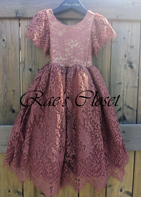 Helen Lace Flower Girl Dress in Sienna Rose