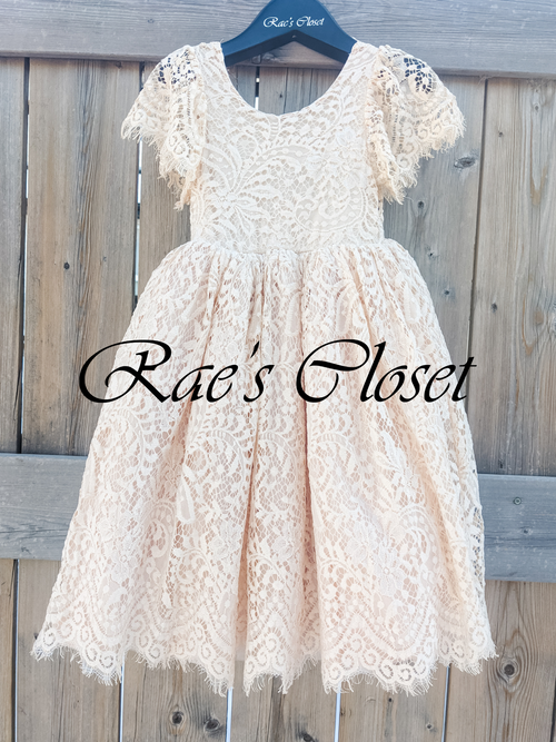 Sweet Cream Vintage Dress Lace Leg Warmers & Shoes Also Available Stunning  Flower Girl Dress!