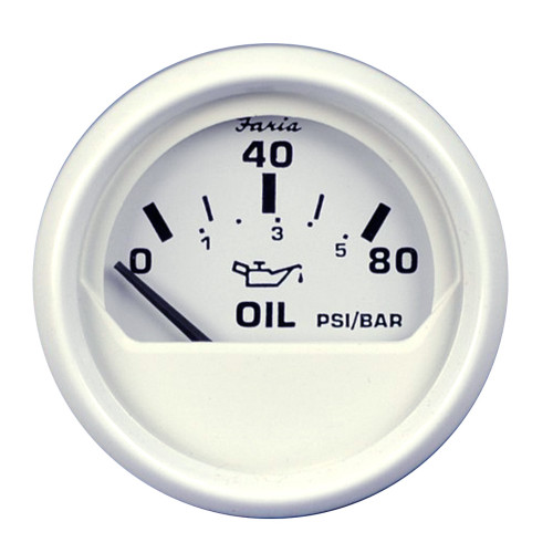 Faria Dress White 2" Oil Pressure Gauge (80 PSI) [13102]