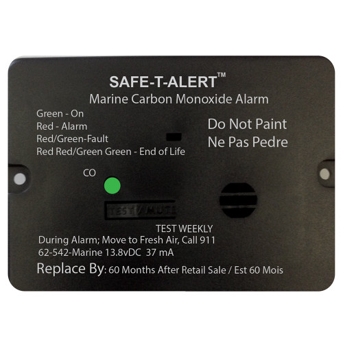 Safe-T-Alert 62 Series Carbon Monoxide Alarm w\/Relay - 12V - 62-542-R-Marine - Flush Mount - Black [62-542-R-MARINE-BL]