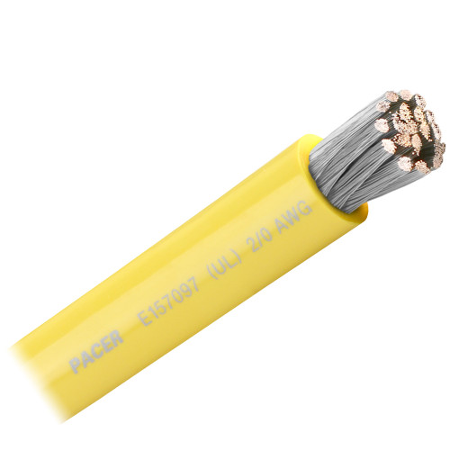 Pacer Yellow 2\/0 AWG Battery Cable - Sold By The Foot [WUL2\/0YL-FT]