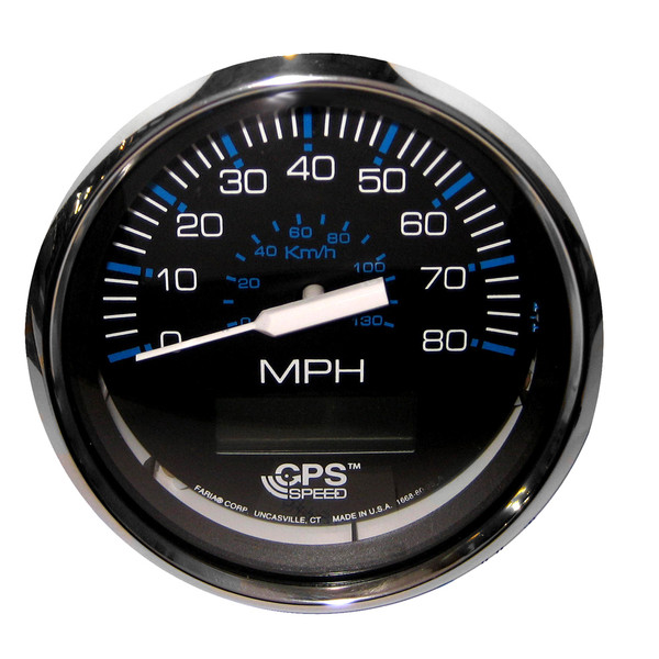 Faria Chesapeake Black 4" Speedometer w\/ LCD Heading Display - 80MPH (GPS) [33730]