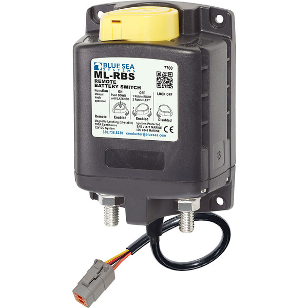 Blue Sea 7700100 ML Solenoid 12V 500A w\/Manual Control  Deutsch Connector [7700100]