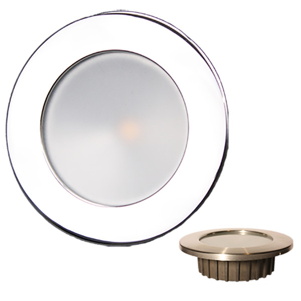 Lunasea ZERO EMI Recessed 3.5 LED Light - Warm White, Blue w\/Polished Stainless Steel Bezel - 12VDC [LLB-46WB-0A-SS]