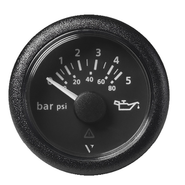 Veratron 52 MM (2-1\/16") ViewLine Oil Pressure Gauge 5 Bar\/80 PSI - Black Dial  Round Bezel [A2C59514123]