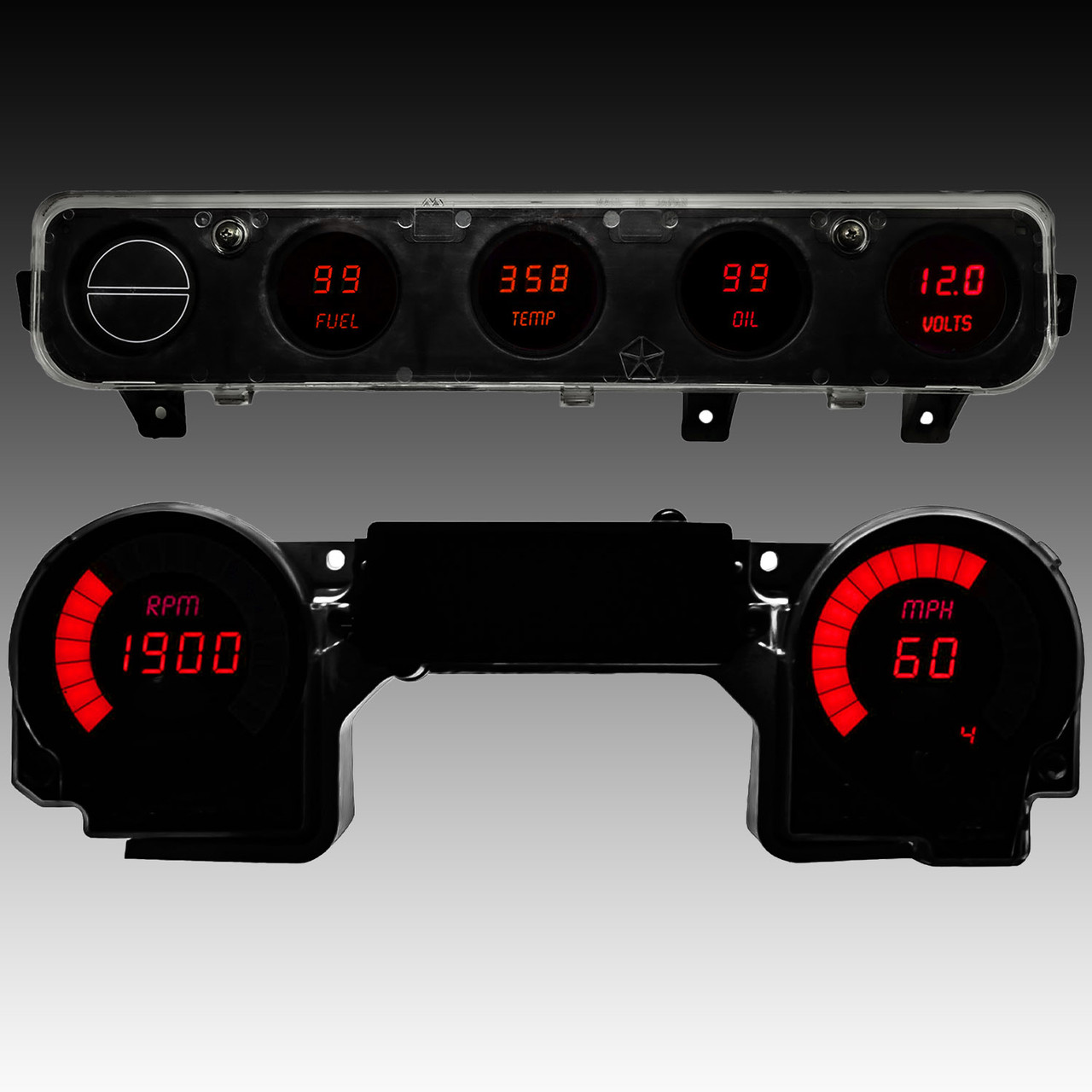 1992-1995 Jeep YJ LED Digital Gauge Panel - RED