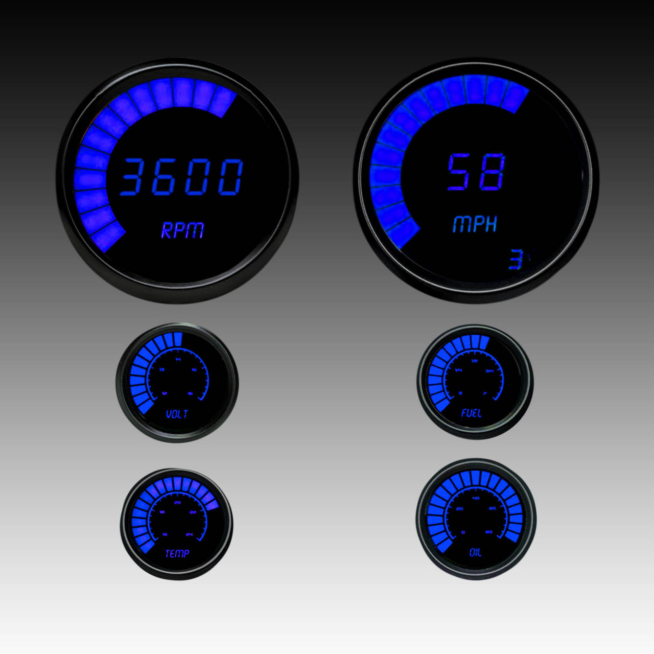 Multi-Gauge LED Bargraph Set Black Bezel B9999