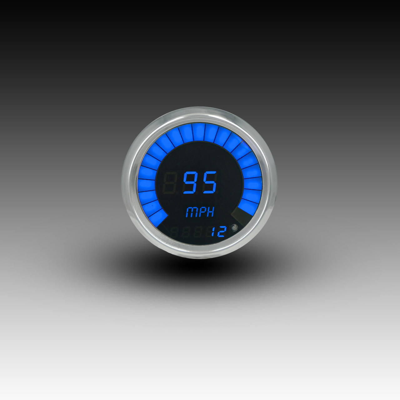 Memory Speedometer LED Digital Bargraph Chrome Bezel - BLUE Memory Speedometer LED Digital Bargraph Chrome Bezel - BLUE