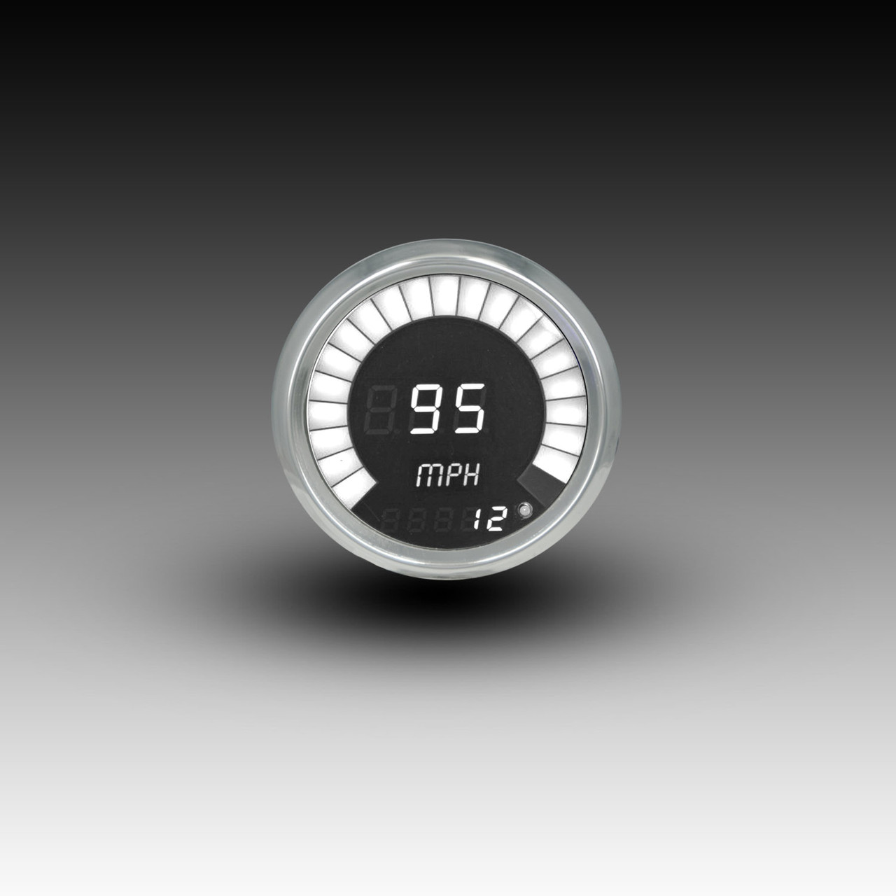 Memory Speedometer LED Digital Bargraph Chrome Bezel - WHITE Memory Speedometer LED Digital Bargraph Chrome Bezel - WHITE