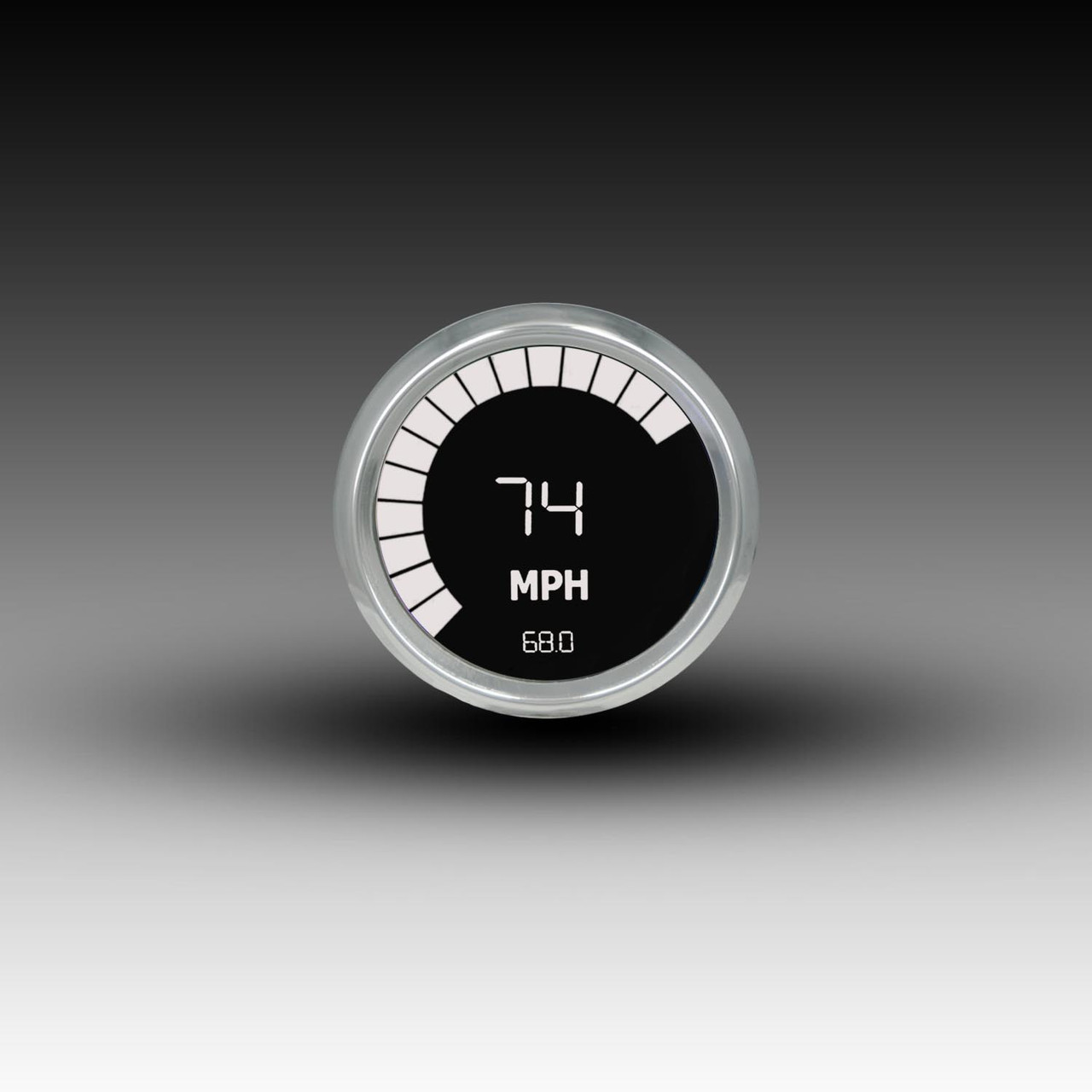 Memory Speedometer LED Digital Bargraph Chrome Bezel - WHITE Memory Speedometer LED Digital Bargraph Chrome Bezel - WHITE
