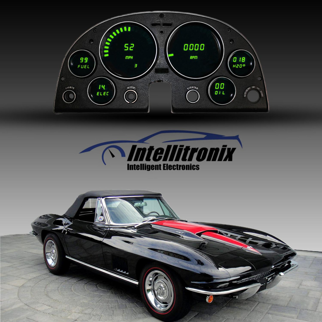1963-1967 Corvette LED Digital Gauge Panel DP2000