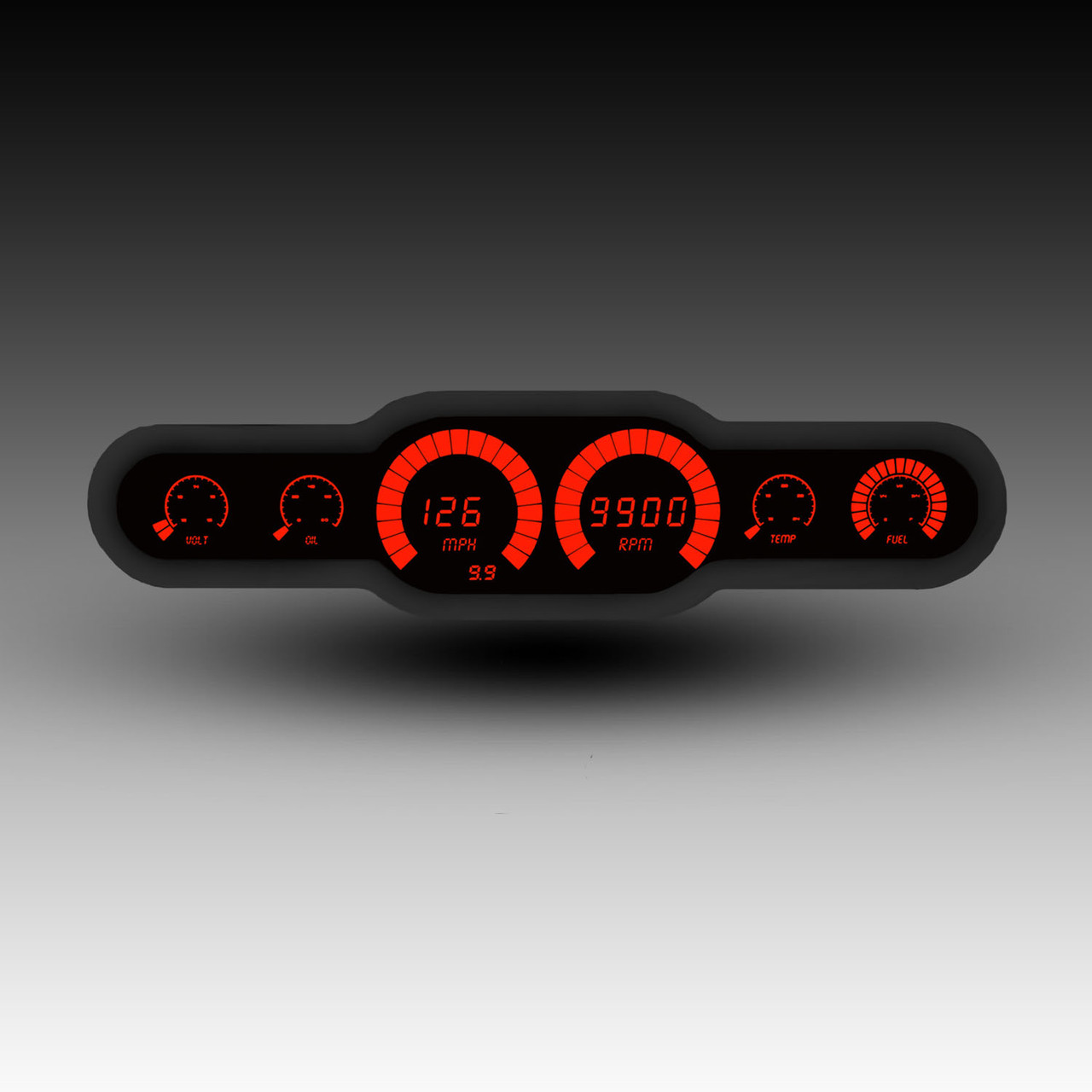 6-Gauge LED Digital Bargraph Universal Gauge Panel - RED