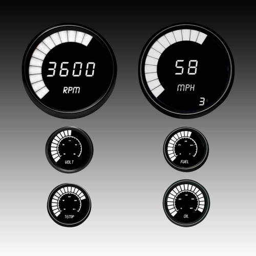 Multi-Gauge Analog LED Bargraph Set Black Bezel – WHITE