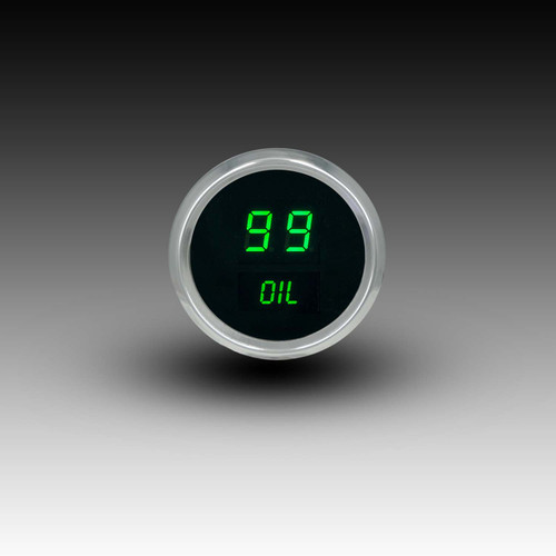 Oil Pressure LED Digital Chrome Bezel - GREEN