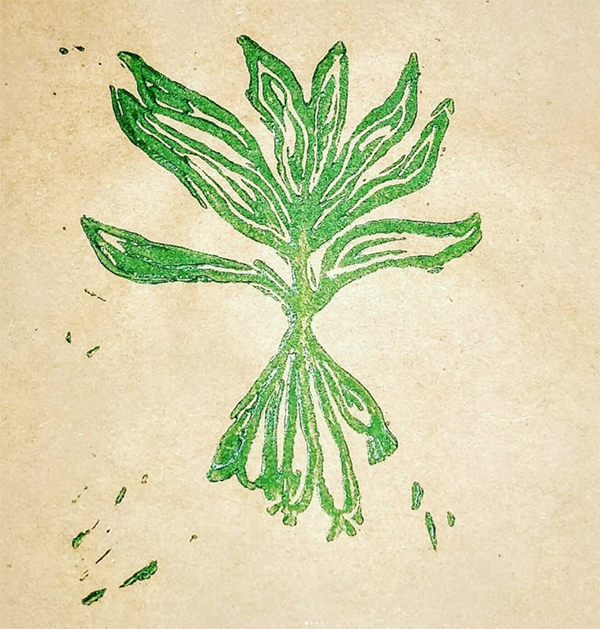 Green blockprint of plant