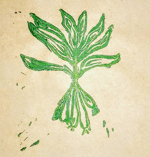 Green blockprint of plant