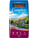 Dog food bag, blue, Arkwrights Sporting Complete Extra Beef, 15kg, countryside scene.