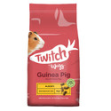 Red bag of Twitch by Wagg Guinea Pig food, with a guinea pig illustration and nugget image.