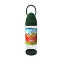 Green Peckish peanut feeder, clear plastic, with a handle.