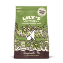 Green and brown dog food bag, Lily's Kitchen, "Shepherd's Pie" with lamb, potatoes, and parsley.