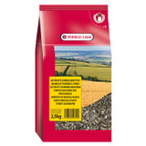 Red bag of Versele Laga sunflower seeds, with a landscape image and seed close-up.