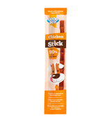 Good Boy Chicken Stick dog treat in a clear plastic wrapper; orange and brown packaging.