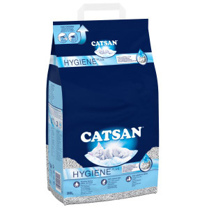 Catsan Hygiene Plus cat litter bag, blue, with white handle, 20L.