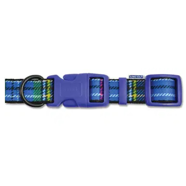 Ancol Tartan Adj Coll Blue 20cm-30cm 1-2 Ancol Tartan Adj Coll Blue 20cm-30cm 1-2