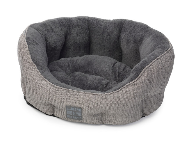 House of Paws Grey Hessian Oval Snuggle Bed Extra Small