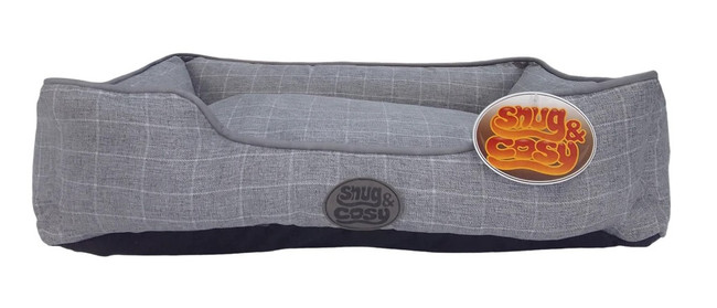 Snug&Cosy Gry Square Check Rectangle Bed