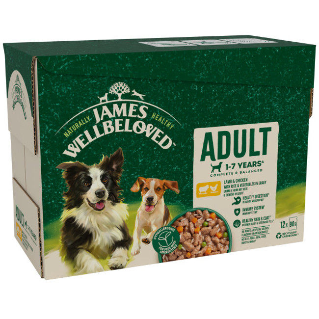 JW Dog Adult LmbChk Grvy Pch 4x12x90g JW Dog Adult LmbChk Grvy Pch 4x12x90g