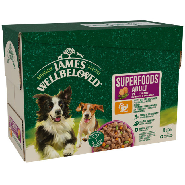 James Wellbeloved Adult Superfood Turkey in Gravy 48x 90g