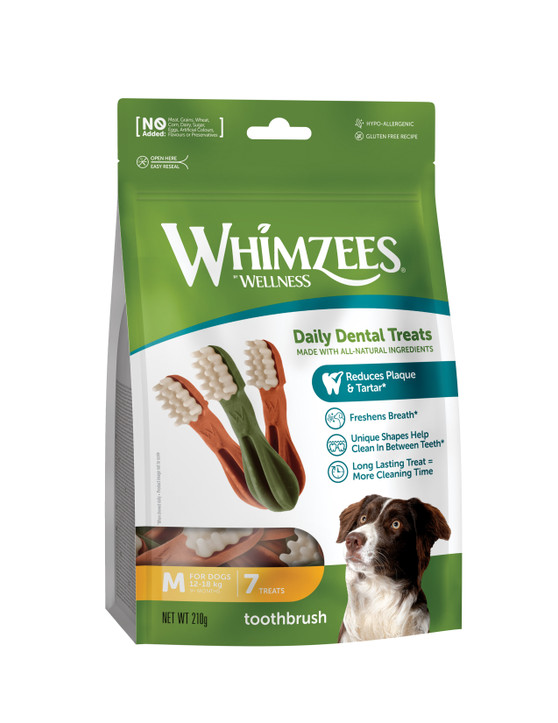 Whimzees Toothbrush Med Week Pk7x6 Whimzees Toothbrush Med Week Pk7x6