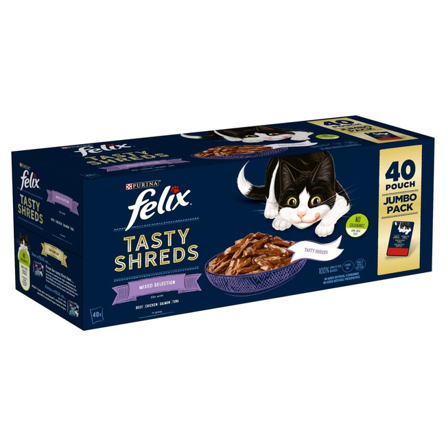 Felix Pch Tasty Shred Mix Sel Grv 40x80g Felix Pch Tasty Shred Mix Sel Grv 40x80g