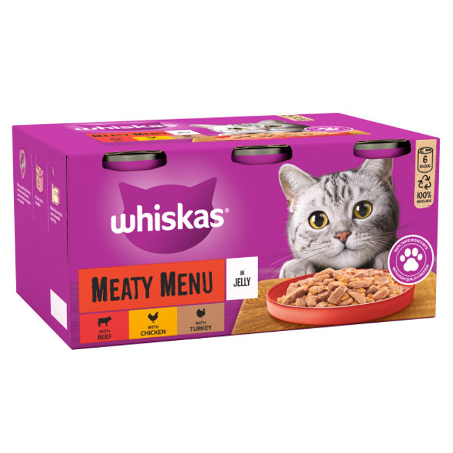 Whiskas Tins 1+ Meaty Jelly 4x6x400g Whiskas Tins 1+ Meaty Jelly 4x6x400g
