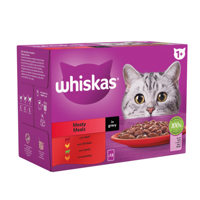 Whiskas Adult 1+ Meaty Meals in Gravy Pouches 12 x 85g Whiskas Adult 1+ Meaty Meals in Gravy Pouches 12 x 85g