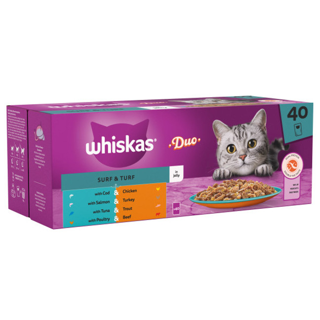 Whiskas Pch 1+ Duo SurfTurf Jel 40x85g Whiskas Pch 1+ Duo SurfTurf Jel 40x85g