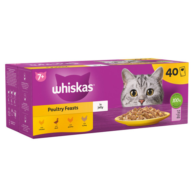 Whiskas Senior 7+ Poultry Feasts in Jelly 40 x 85g Whiskas Senior 7+ Poultry Feasts in Jelly 40 x 85g