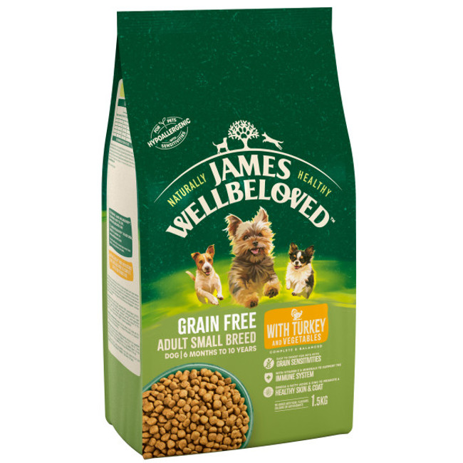 James Wellbeloved Adult Small Breed Grain Free Turkey & Vegetable 1.5kg - Zing Paws James Wellbeloved Adult Small Breed Grain Free Turkey & Vegetable 1.5kg - Zing Paws