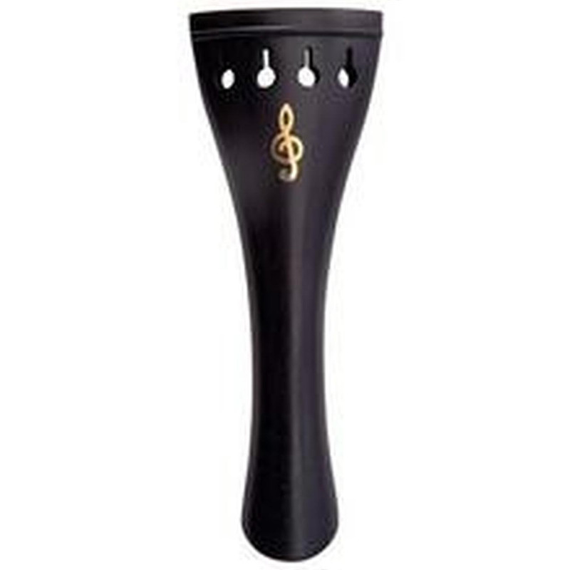 Tulip shaped violin tailpiece with gold plated treble clef