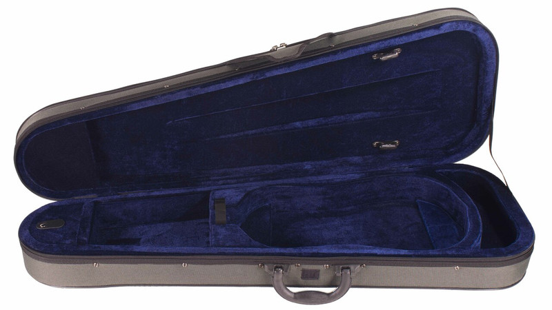 Gray Hardshell Shaped Violin Case w/ Shoulder Rest Compartment - 4/4 Size
