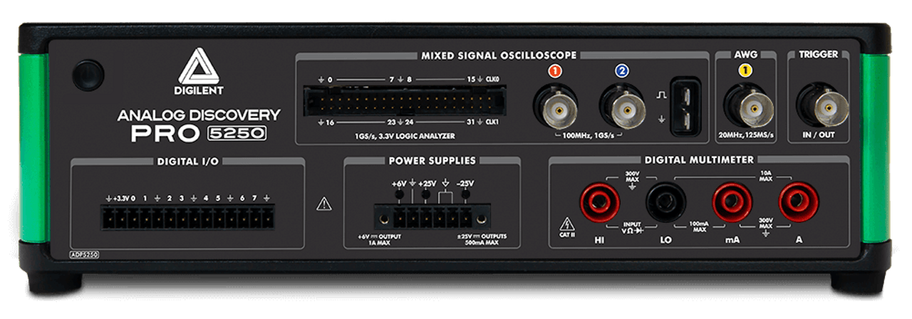 Analog Discovery Pro ADP5250: All-In-One 1GS/s 100MHz Mixed Signal  Oscilloscope, Function Generator, Power Supply, and DMM Digilent