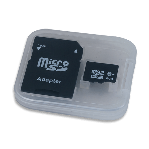 Product image of of the PYNQ-Z1 Version 8GB microSD Card with Adapter in its protective plastic case. This microSD card comes pre-loaded with the PYNQ-Z1 boot image. 