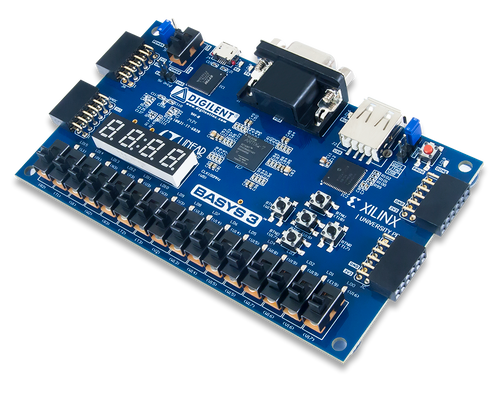 Basys 3 Artix-7 FPGA Trainer Board product image. 