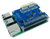 The MCC 134 Thermocouple Measurement DAQ HAT for Raspberry Pi®, displayed at an angle on top of a Raspberry Pi (Raspberry Pi sold separately).