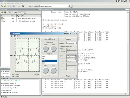 Enables MATLAB to control and acquire data and allows data to be streamed and analyzed live.