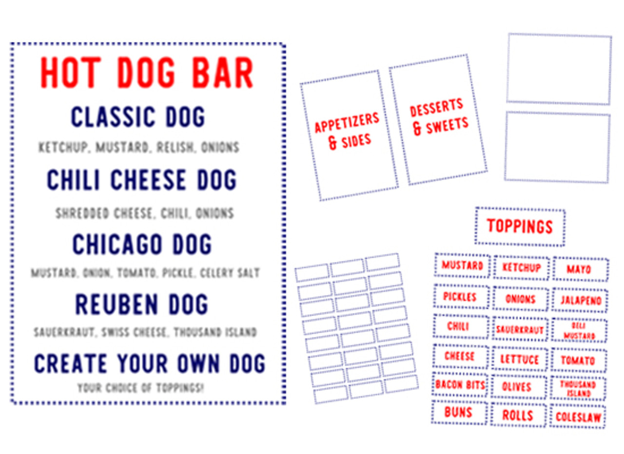 Hot Dog Bar Printables QueenBHome Hot Dog Bar Printables QueenBHome
